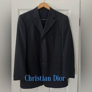 Christian Dior Mens 42R  Suit Jacket Black Blazer Sport Coat EUC